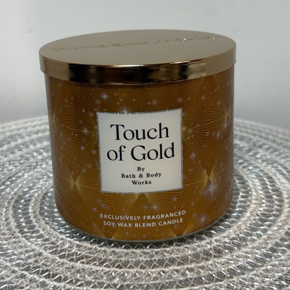 BBW Touch of Gold 3 Wick Scented Candle NWT